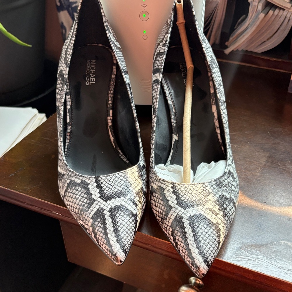 Michael Kors Snake Print Heels - Black and White